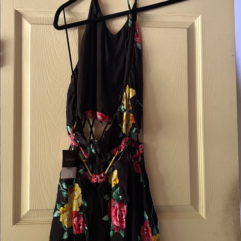 Top shop Floral Cutout Dress with Halter Neck - Picture 4 of 5